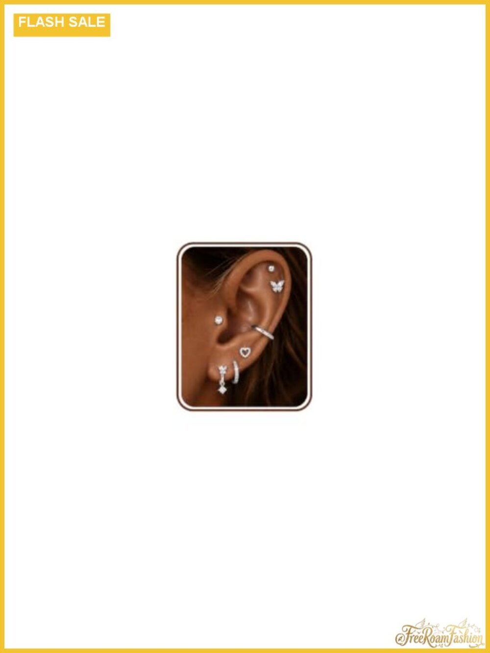7 Pair Hypoallergenic Flat Back Stud & Hoop Earring Set, Surgical Steel 316L,